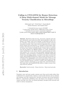 Calling to CNN-LSTM for Rumor Detection: A Deep Multi-channel Model for
  Message Veracity Classification in Microblogs