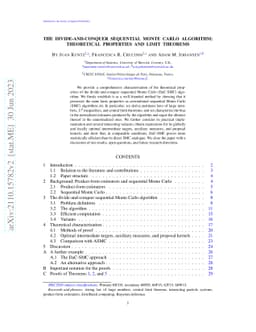 The divide-and-conquer sequential Monte Carlo algorithm: theoretical
  properties and limit theorems