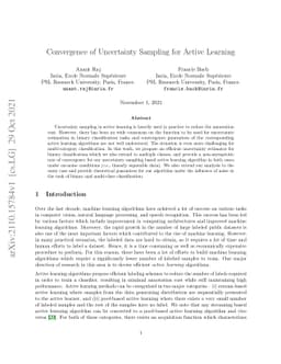 Convergence of Uncertainty Sampling for Active Learning