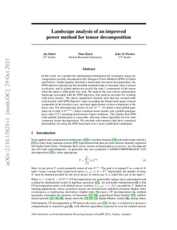 Landscape analysis of an improved power method for tensor decomposition
