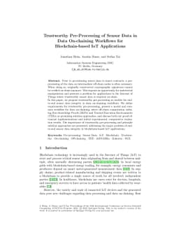 Trustworthy Pre-Processing of Sensor Data in Data On-chaining Workflows
  for Blockchain-based IoT Applications