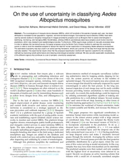 On the use of uncertainty in classifying Aedes Albopictus mosquitoes