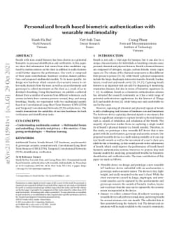 Personalized breath based biometric authentication with wearable
  multimodality