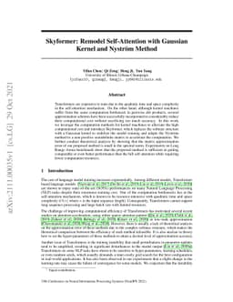 Skyformer: Remodel Self-Attention with Gaussian Kernel and Nyström
  Method