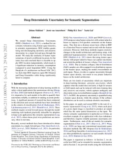 Deep Deterministic Uncertainty for Semantic Segmentation