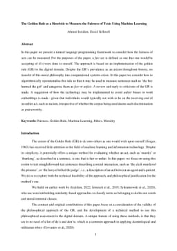 The Golden Rule as a Heuristic to Measure the Fairness of Texts Using
  Machine Learning