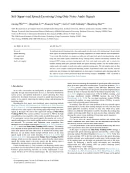 Self-Supervised Speech Denoising Using Only Noisy Audio Signals