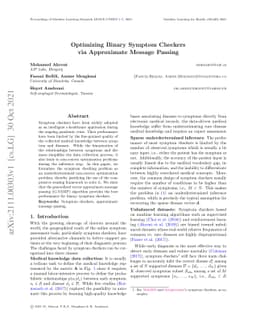 Optimizing Binary Symptom Checkers via Approximate Message Passing