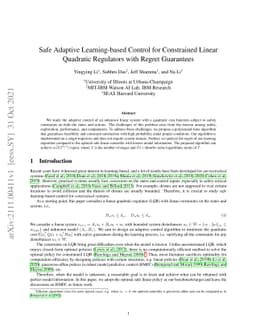 Safe Adaptive Learning-based Control for Constrained Linear Quadratic
  Regulators with Regret Guarantees