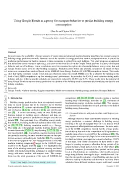 Using Google Trends as a proxy for occupant behavior to predict building
  energy consumption