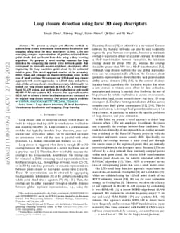 Loop closure detection using local 3D deep descriptors