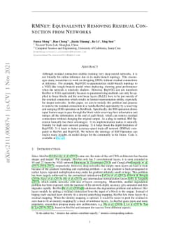 RMNet: Equivalently Removing Residual Connection from Networks
