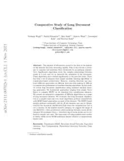 Comparative Study of Long Document Classification