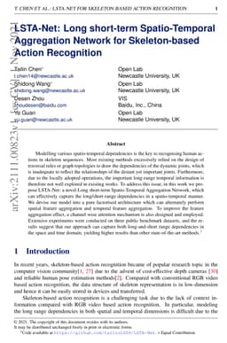 LSTA-Net: Long short-term Spatio-Temporal Aggregation Network for
  Skeleton-based Action Recognition