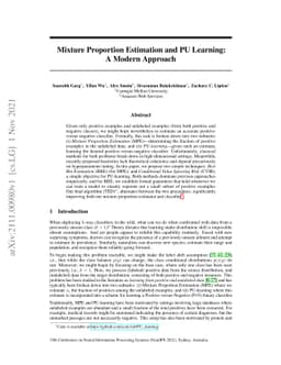 Mixture Proportion Estimation and PU Learning: A Modern Approach