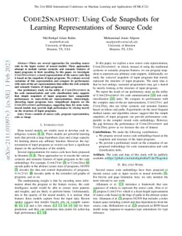 Code2Snapshot: Using Code Snapshots for Learning Representations of
  Source Code
