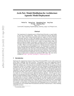 Arch-Net: Model Distillation for Architecture Agnostic Model Deployment