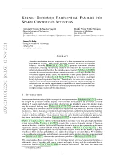 Kernel Deformed Exponential Families for Sparse Continuous Attention