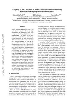 Adapting to the Long Tail: A Meta-Analysis of Transfer Learning Research
  for Language Understanding Tasks