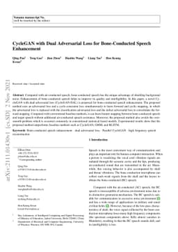 CycleGAN with Dual Adversarial Loss for Bone-Conducted Speech
  Enhancement