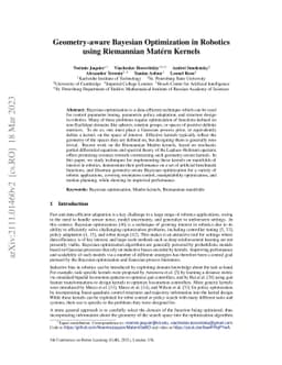Geometry-aware Bayesian Optimization in Robotics using Riemannian
  Matérn Kernels