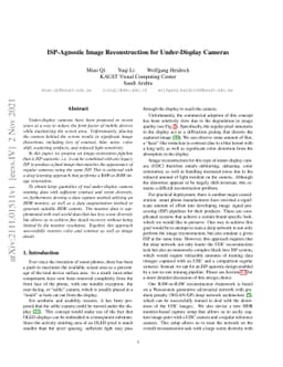 ISP-Agnostic Image Reconstruction for Under-Display Cameras