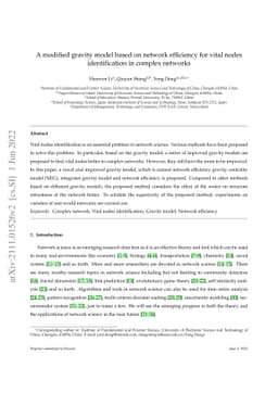 A modified gravity model based on network efficiency for vital nodes
  identification in complex networks
