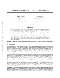 Generating synthetic transactional profiles