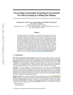 Overcoming Catastrophic Forgetting in Incremental Few-Shot Learning by
  Finding Flat Minima