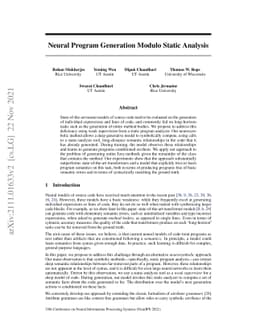 Neural Program Generation Modulo Static Analysis