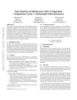 Top1 Solution of QQ Browser 2021 Ai Algorithm Competition Track 1 :
  Multimodal Video Similarity