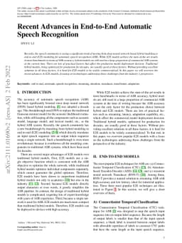 Recent Advances in End-to-End Automatic Speech Recognition