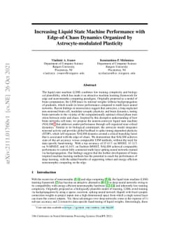 Increasing Liquid State Machine Performance with Edge-of-Chaos Dynamics
  Organized by Astrocyte-modulated Plasticity