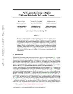 PatchGame: Learning to Signal Mid-level Patches in Referential Games