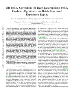 Off-Policy Correction for Deep Deterministic Policy Gradient Algorithms
  via Batch Prioritized Experience Replay