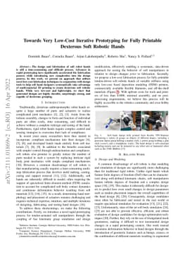 Towards Very Low-Cost Iterative Prototyping for Fully Printable
  Dexterous Soft Robotic Hands