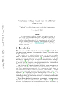Conformal testing: binary case with Markov alternatives