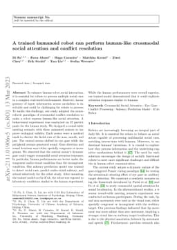 A trained humanoid robot can perform human-like crossmodal social
  attention and conflict resolution
