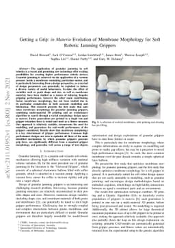 Getting a Grip: in Materio Evolution of Membrane Morphology for Soft
  Robotic Jamming Grippers