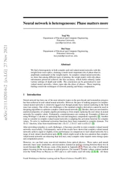 Neural network is heterogeneous: Phase matters more