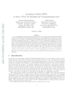 Learning in Online MDPs: Is there a Price for Handling the Communicating
  Case?