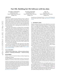 Fair-SSL: Building fair ML Software with less data