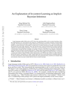 An Explanation of In-context Learning as Implicit Bayesian Inference