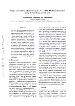 Lingua Custodia's participation at the WMT 2021 Machine Translation
  using Terminologies shared task