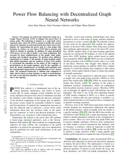 Power Flow Balancing with Decentralized Graph Neural Networks