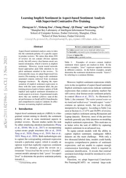 Learning Implicit Sentiment in Aspect-based Sentiment Analysis with
  Supervised Contrastive Pre-Training