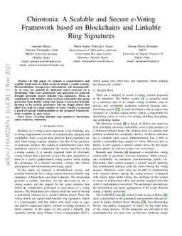 Chirotonia: A Scalable and Secure e-Voting Framework based on
  Blockchains and Linkable Ring Signatures