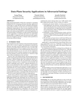 Data-Plane Security Applications in Adversarial Settings
