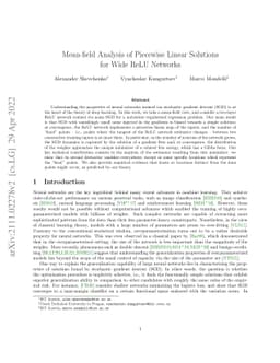 Mean-field Analysis of Piecewise Linear Solutions for Wide ReLU Networks
