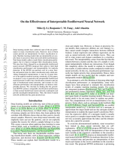 On the Effectiveness of Interpretable Feedforward Neural Network
